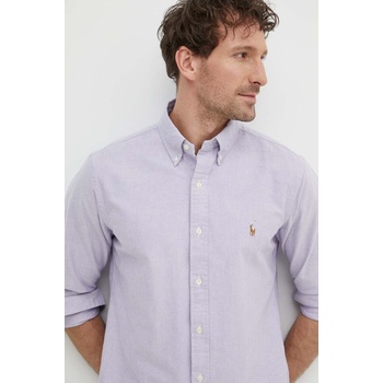 Ralph Lauren Памучна риза Polo Ralph Lauren мъжка в лилаво със стандартна кройка с яка копче 710805562 (710805562)
