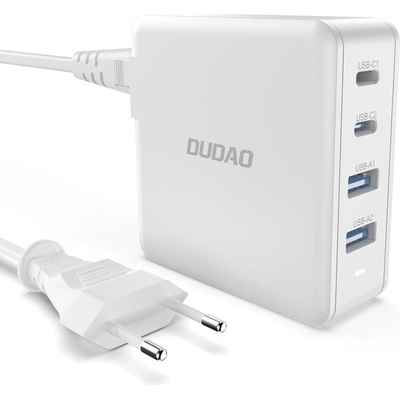 Dudao Бързо зарядно устройство Dudao A100EU, GaN, 100W, 2x USB-C / 2x USB, бяло (A100EU)