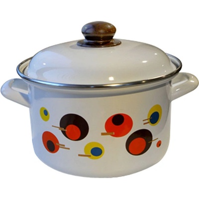 20 см (3, 75 л. ) емайлирана тенджера с метален капак разцветка Кръгчета