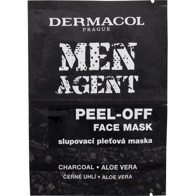 Dermacol Men Agent Peel-Off Face Mask пилинг маска за лице с активен въглен и алое вера 2x7.5 ml за мъже