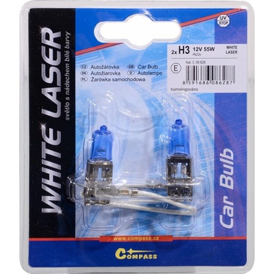 Compass White Laser H3 Pk22s 12V 55W 2 ks