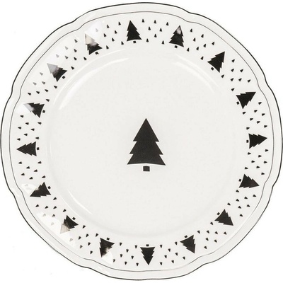Housevitamin Krémový porcelánový jídelní talíř se stromky X-Mas Tree 26 x 1,5 cm