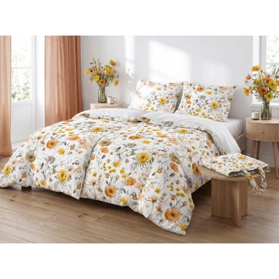 Áčko perkalových obliečok FLORALA Yellow 2x70x90 2x140x200
