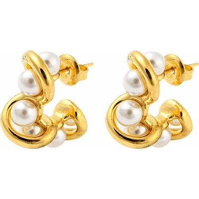 Nefertitis Módní náušnice s imitací perel Orbit Pearl NF65065 - cca 1,9 cm