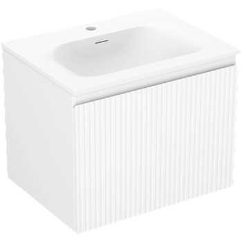 Mexen Rivel баня шкаф 60 см с мивка Vela, 1 чекмедже, рифелован, бял мат - 91A20-06047-1-BF01-W23M01 (91A20-06047-1-BF01-W23M01)