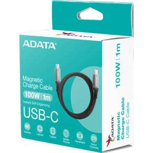 ADATA USB 3.2 - USB TypeC - TypeC кабел 1 м пластмасов черен, магнитен CACCU3-100W-100AN-BK (CACCU3-100W-100AN-BK)