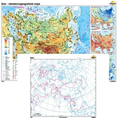 Cartographia Ázia - všeobecnogeografická mapa +slepá mapa DUO (160x120 cm – 1:10200000)