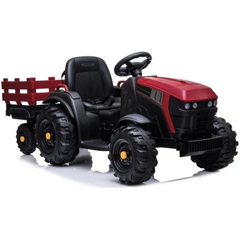 LeanToys dětský elektrický traktor Farmer s vlečkou a lopatou červená