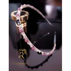 Radi handmade Официална диадема с черни камъни и лилави кристали (267)