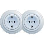 Kliklap - Двойна ретро розетка за дома с рамка SCHUKO 230V синя (KA0026C)