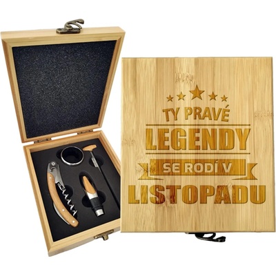 Sablio Dárková sada na víno Ty pravé legendy se rodí v listopadu: 147×168×49 mm