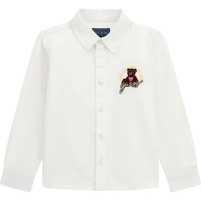 GUESS Риза в бял цвят с дълъг ръкав за мини момче с бродирано мече Guess