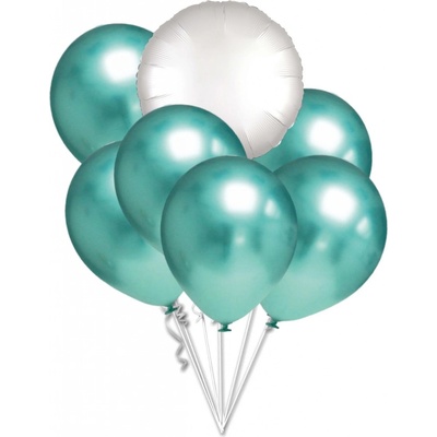 Balonky.cz Balónky chromové zelené a bílý kruh set
