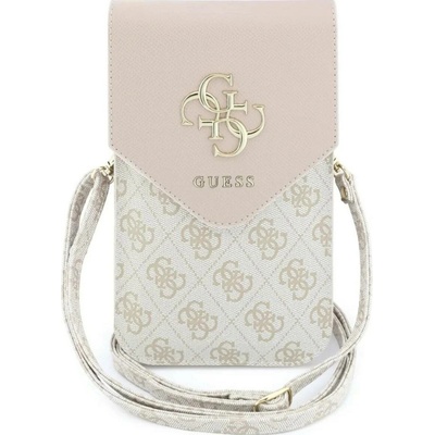 Guess PU Leather+Grained 4G Metal Logo taška na telefon Pink
