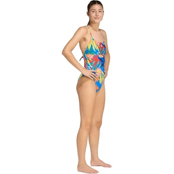 Adidas Бански костюм Adidas Mexicana Florals Tie-Back swimsuit - Blue (Glory Blue / White)