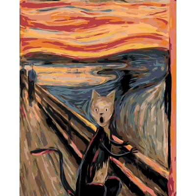 Zuty Výkřik kocoura inspirace E. Munch 80 x 100 cm vypnuté plátno na rám
