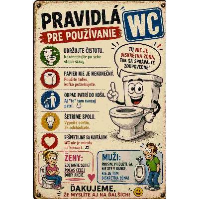 CAB Design - Metal Signs & Decor Plechová ceduľa Pravidlá pre požívanie WC