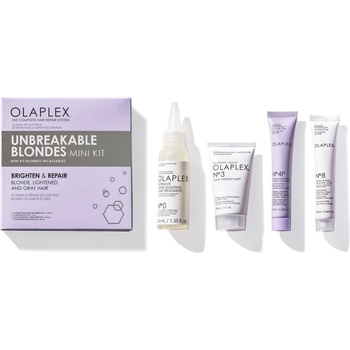 Olaplex Unbreakable Blondes Kit NO. 0 péče 40 ml + NO. 3 vlasová kůra 30 ml + šampon 20 ml + maska 20 ml
