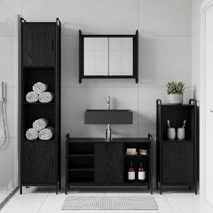 vidaXL Комплект шкафове за баня 4 бр. Черен дъб 40 x 36 x 181 см (3444609)