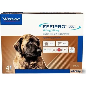 Virbac Effipro DUO Spot-on XL - Пипета за кучета 40-60 кг (Срещу бълхи, кърлежи, яйца и ларви)