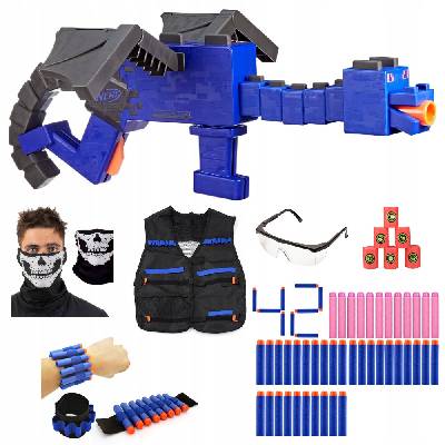 PIŠTOĽ NERF MINECRAFT ENDER DRAGON VEĽKÁ SADA DOPLNKOV + ŠÍPKY