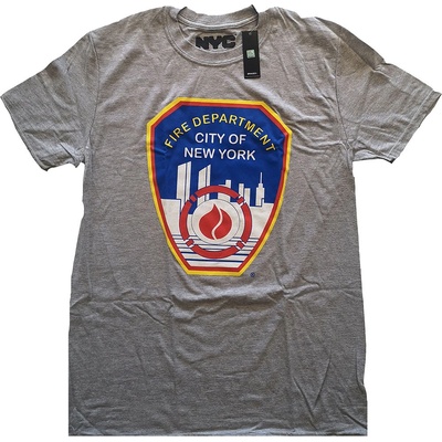 New York City tričko Fire Dept. Badge šedé