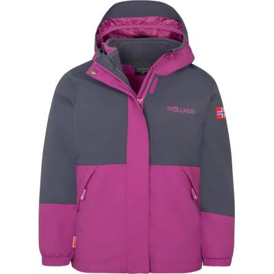 TROLLKIDS Детско 3-в-1 яке Trollkids Kid's Kjerak 3in1 Jacket 3-in-1 jacket - Graphite / Fresh Berry - размер 98 (EU) (703-4004-0912)