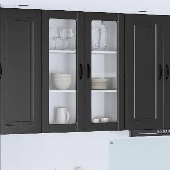 vidaXL Кухненски шкаф с рафт Черно 80 x 31 x 100 см Инженерно дърво (885506)