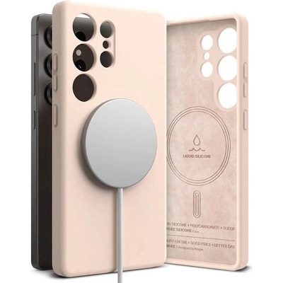 Ringke Liquid Silicone Magnetic Case - силиконов (TPU) калъф с MagSafe за Samsung Galaxy S25 Ultra (розов)