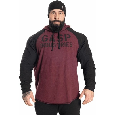 Gasp LONG SLEEVE THERMAL HOODIE MAROON mikina gaštanová