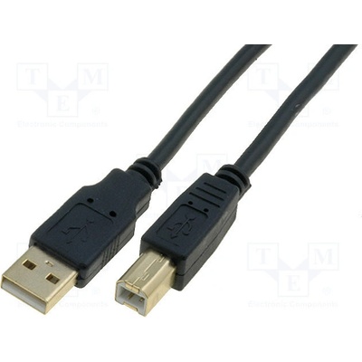 VCom CU201G-B-018-PB USB 2.0, USB A vidlice, USB B vidlice, zlacený, 1,8m, černý