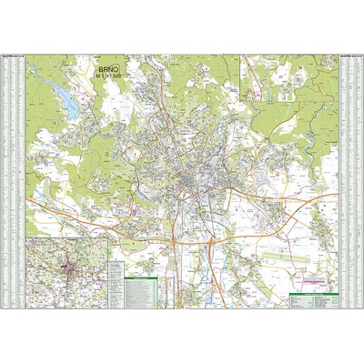 Brno - nástěnná mapa 135 x 95 cm, laminovaná s 2 lištami