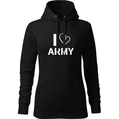 Waragod dámska mikina s kapucňou i love army čierna