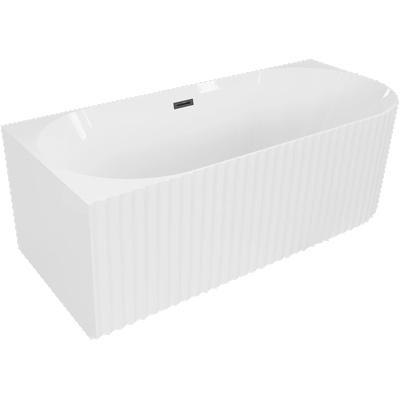 Mexen Gia свободностояща ъглова рифлена вана лява 150 х 75 см, бяла гланц, черен преливник - 52701507500L-70 (52701507500L-70)