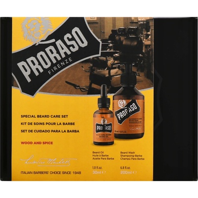 Proraso Wood & Spice šampón na fúzy 200 ml + olej na fúzy 30 ml darčeková sada