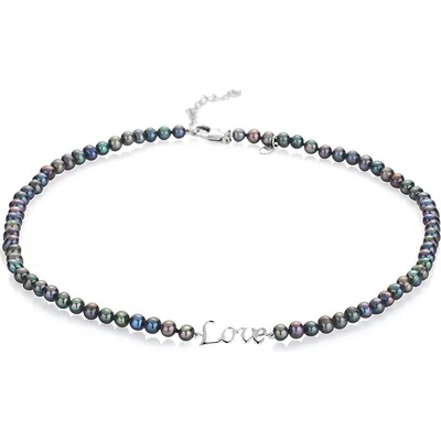 Swan Колие със сладководни черни перли RLOVENB Swan