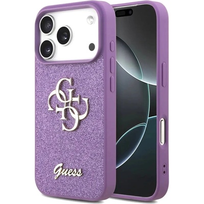 GUESS Калъф Guess Fixed Glitter Big 4G за iPhone 17 Pro - лилав