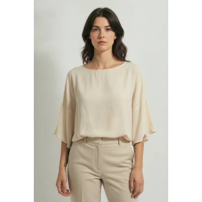 Judith Williams dámská halenka s krátkým rukávem béžová elegantní volná béžová