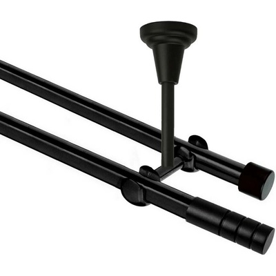 OK-GarnýžeCZ Garnýž kovová dvouřadá 19mm Techno černá 310 cm do stropu / na tunýlek - bez kroužků