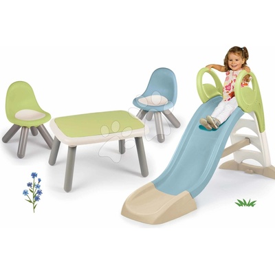 Smoby Set šmykľavka s vodnou hrou a posedením Toboggan GM Slide Life dĺžka šmyku 150 cm a stôl s dvoma stoličkami KidChair