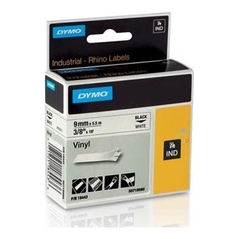 DYMO Rhino 18443, S0718580, 9mm x 5.5m черен печат / бял фон, оригинална лента (18443)