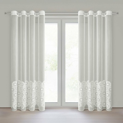 Takoy Přírodní záclona z látky typu Peru, zdobená aplikací, 140x250 cm, s průchodkami – LIZA-HF-479532 | 140 x 250 cm