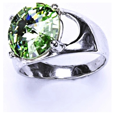 Čištín Stříbrný s krystalem Swarovski Rivoli ChryzolitT 1188