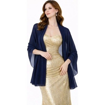 Šifónový šál přes společenské šaty Tmavě modrá – Sleviste.cz