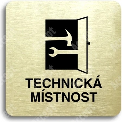 ACCEPT Piktogram technická místnost - zlatá tabulka - černý tisk bez rámečku