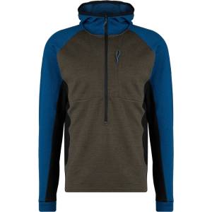 Stoic Мъжки вълнен пуловер Stoic Merino260 StadjanSt. 3/4 Zip w. Hood Merino hoodie - Deep Brown Multi - размер XS (005-3488-0811)