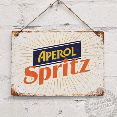 Aperol Spritz Vintage Cocktail Prosecco Blechshild Kovový dekor Kovový nástěnný nálep Vintage