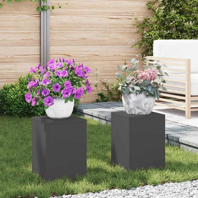 vidaXL Стойка за растения 2 pcs Черно 24 x 24 x 35 см Стомана (865806)