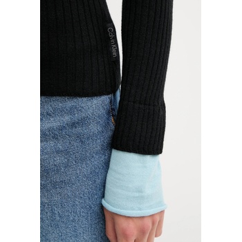 Calvin Klein Пуловер с вълна Calvin Klein Jeans в черно от лека материя с ниско поло LV044D314G (LV044D314G)