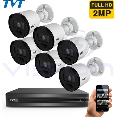 TVT Комплект с 6 full-hd ir камери за външен монтаж и хибриден dvr tvt (6ch-7420ts2l-2008ns-hl)